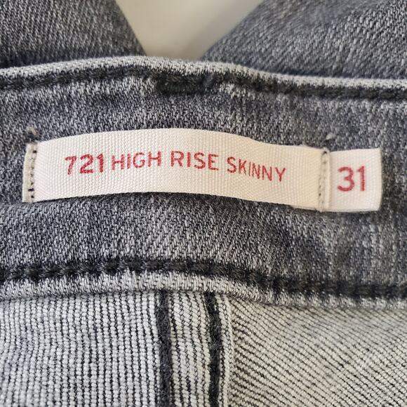 Levi's Women's 721 High Rise Skinny Jeans Size 31 Vintage Black Wash Distressed - Picture 6 of 9